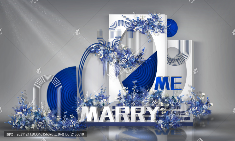 克萊因藍白求婚生日背景效果圖