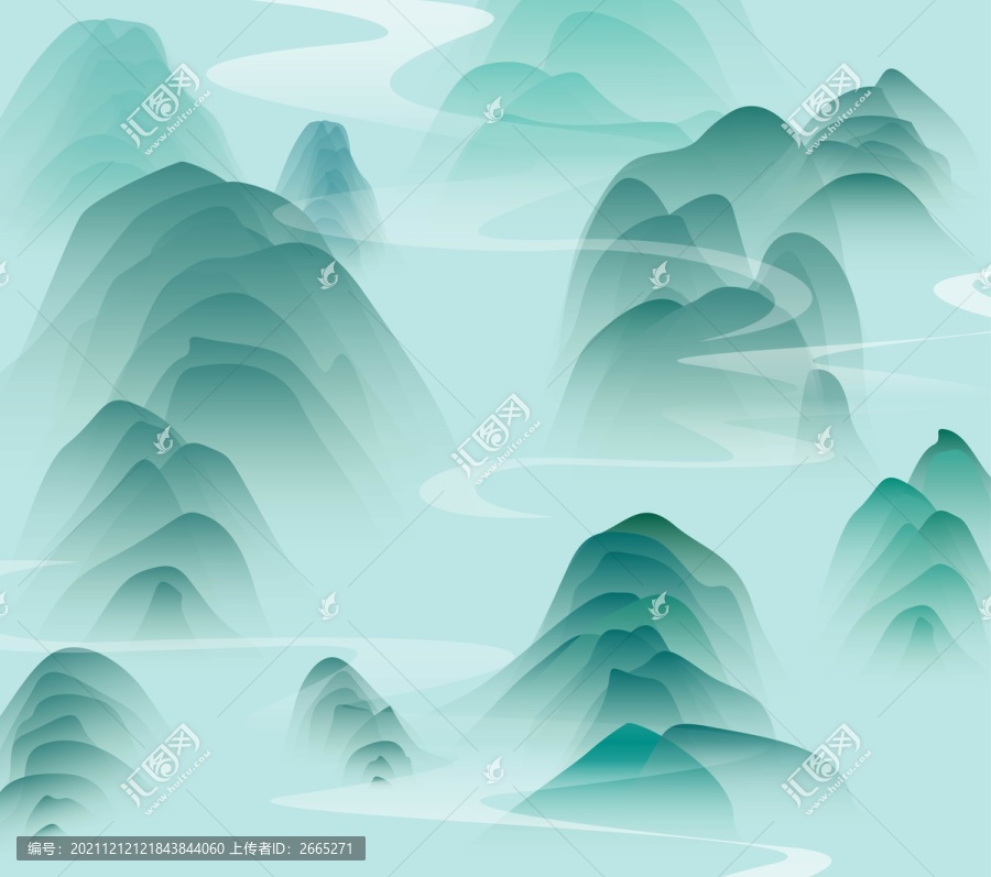古典山矢量插畫