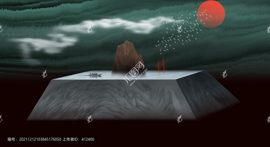 水墨山水抽象意境山水