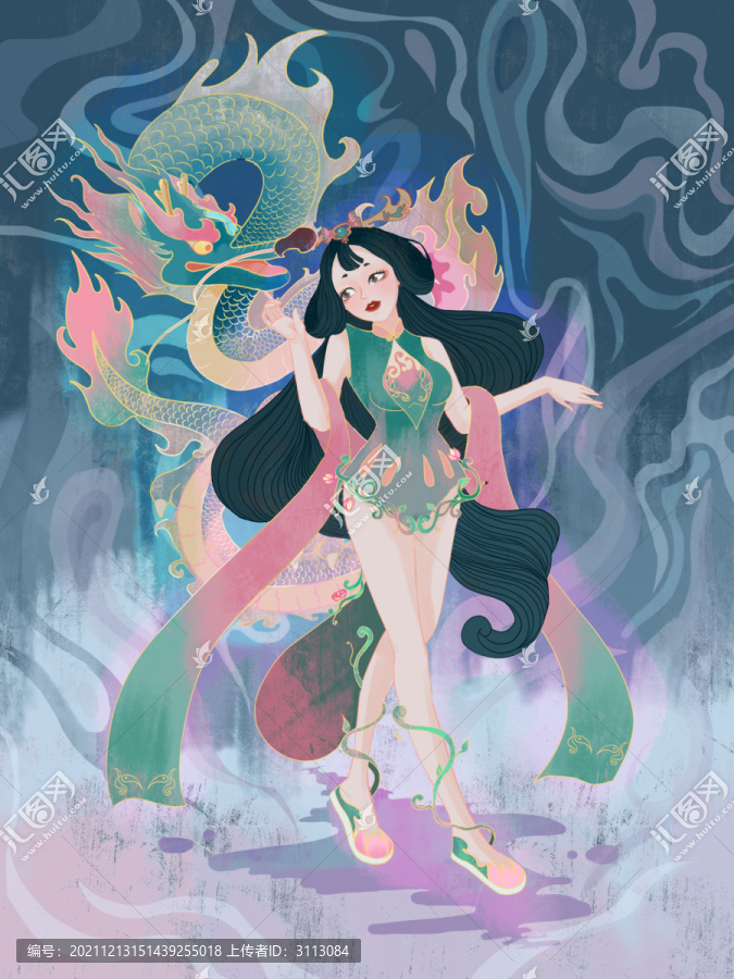 國(guó)潮龍與女孩