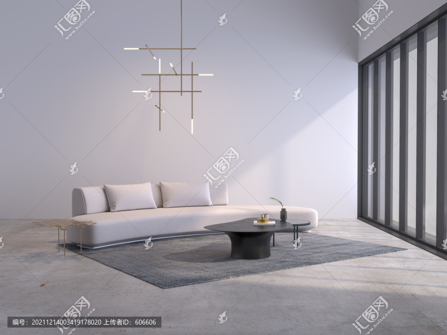 簡約客廳沙發(fā)墻布壁畫背景場景圖