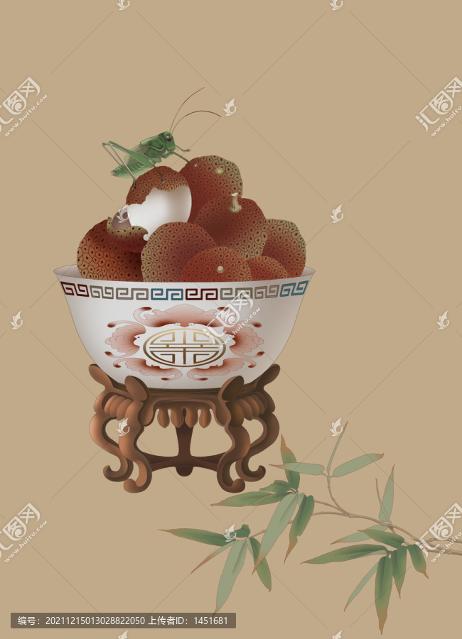 蟈蟈荔枝清供圖