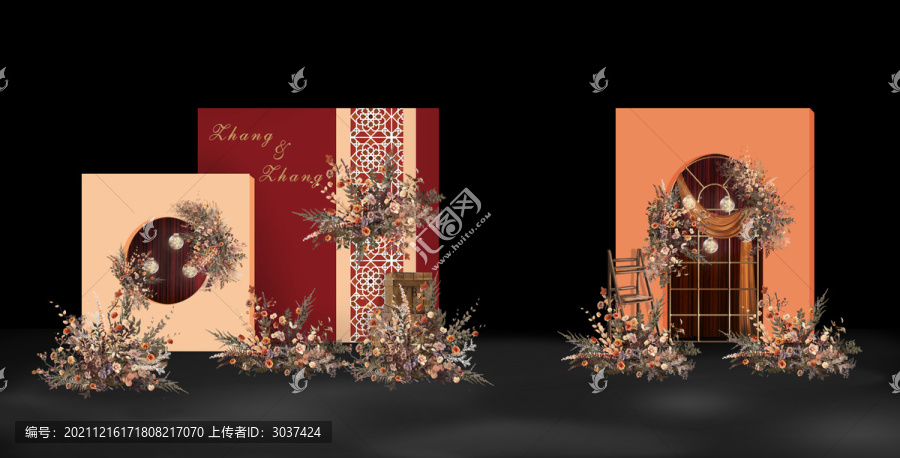 紅橙色婚禮效果圖