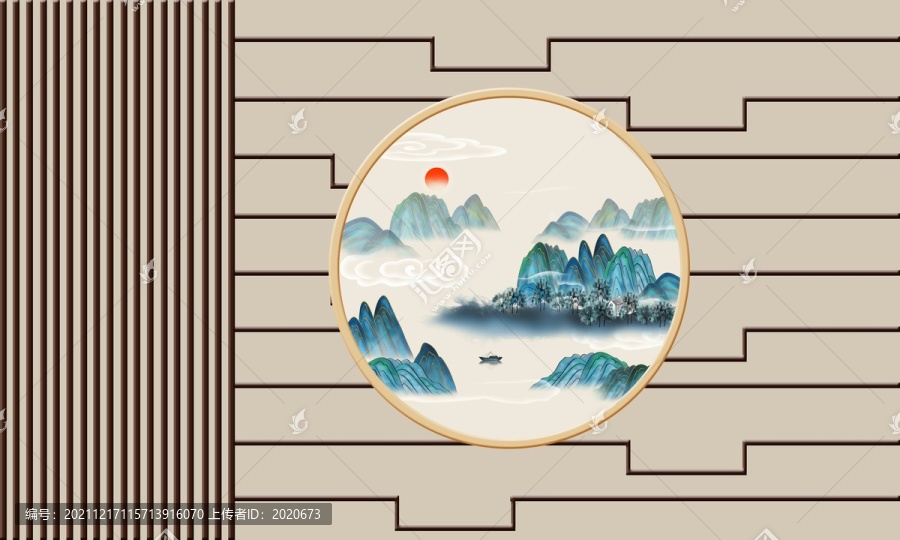 山水格柵裝飾背景墻