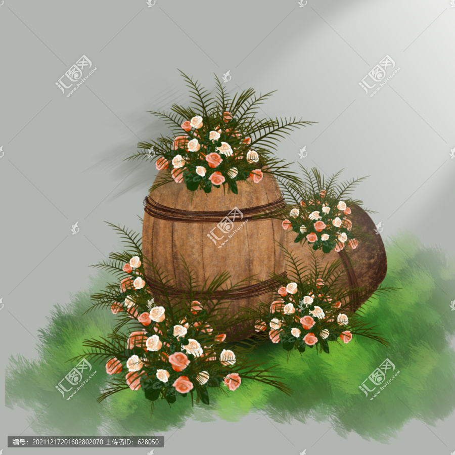婚禮裝飾花卉木桶