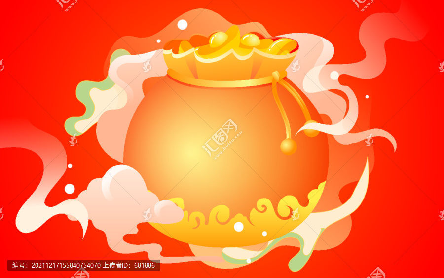 2022春節(jié)新年錢袋虎年插畫