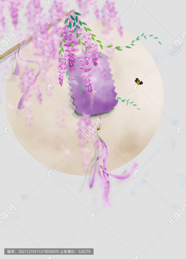 古風(fēng)插畫燈籠與花