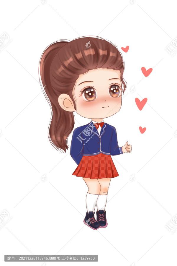 卡通可愛學(xué)生Q版甜美女孩