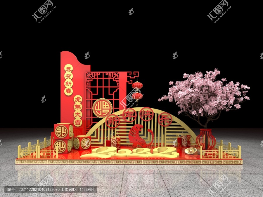 中式美陈新年春节场景3D造型
