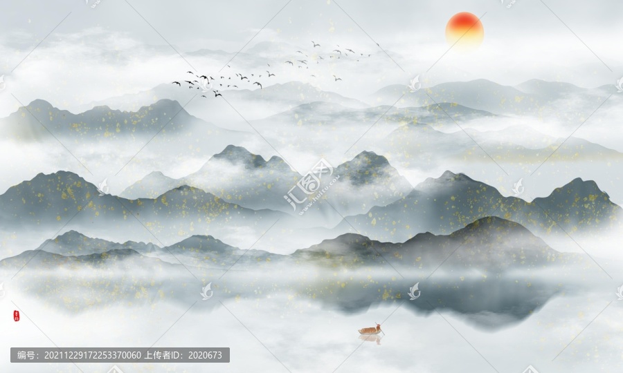 新中式國(guó)畫山水