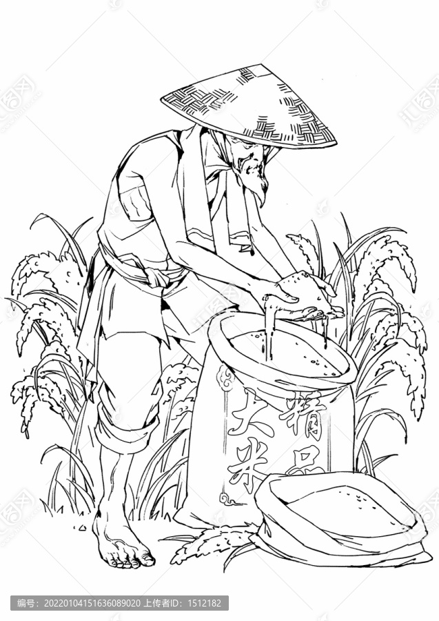 手捧大米的農(nóng)民
