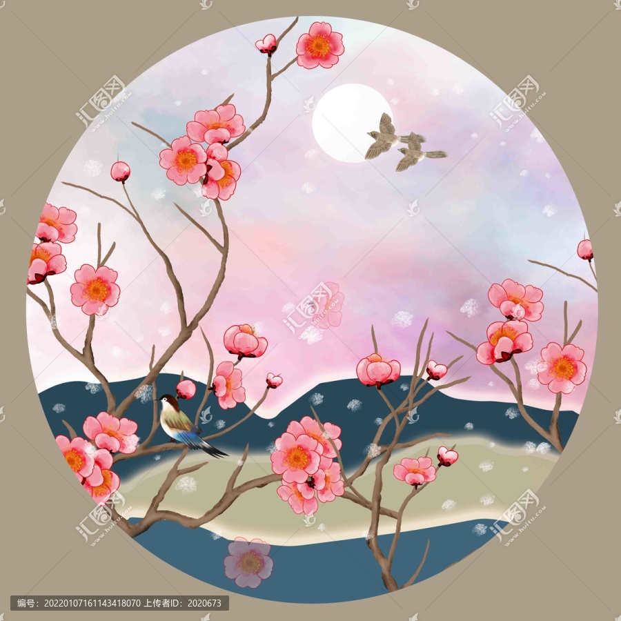 工筆梅花插畫