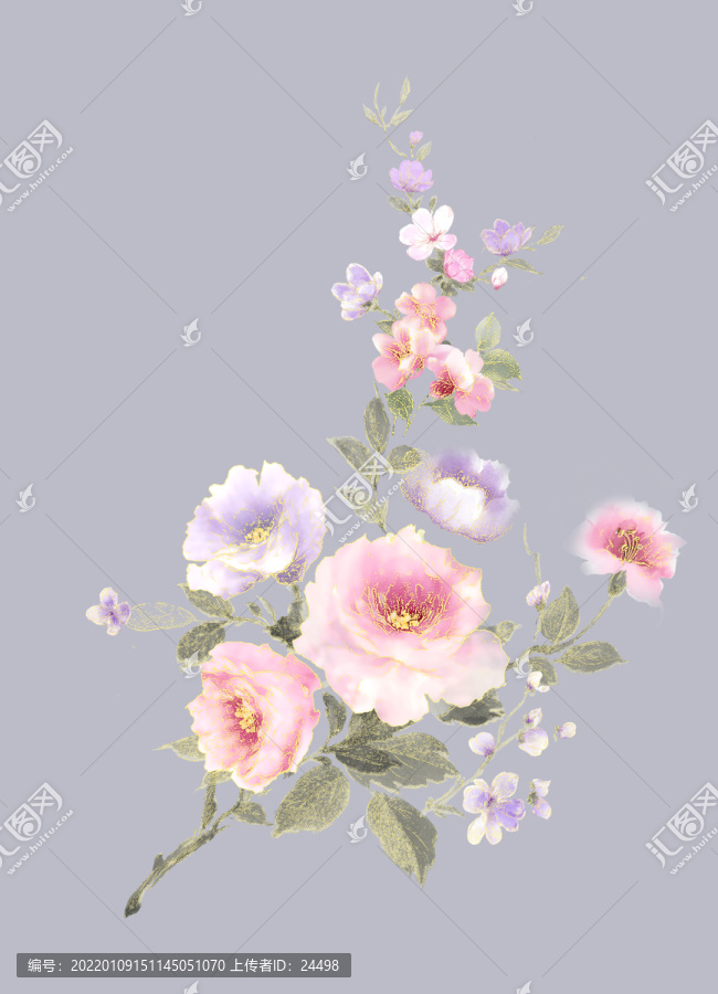 手繪牡丹花