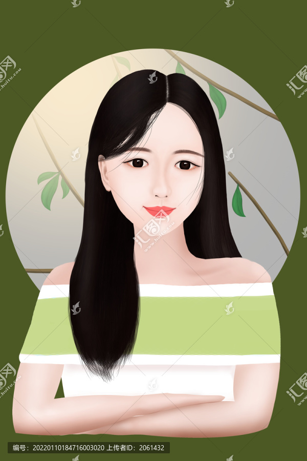 手繪人物唯美淑女插畫
