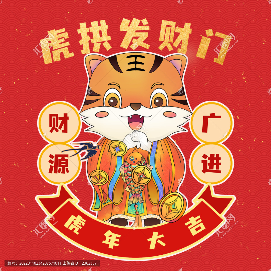 虎年大吉虎形象插畫