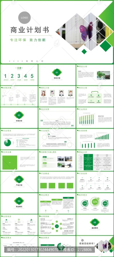 简约环保融资商业计划书PPT