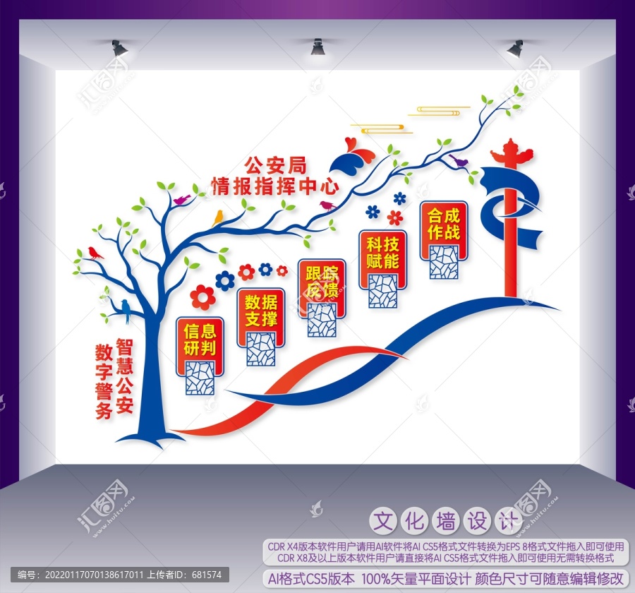公安局情報(bào)指揮中心樓梯文化墻