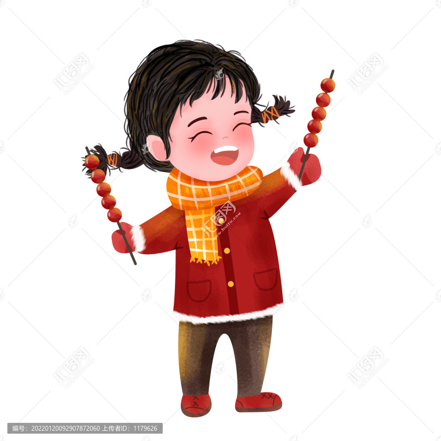 拿糖葫蘆的小女孩插畫