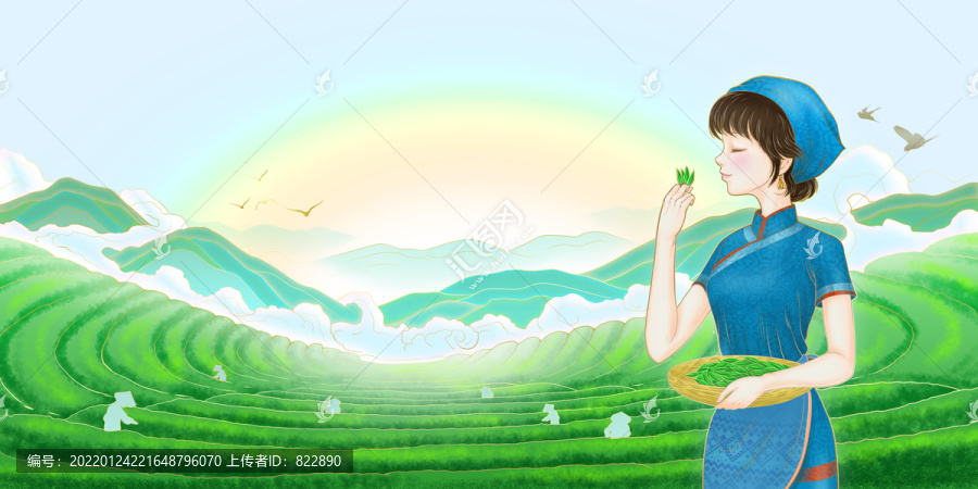 手繪采茶女