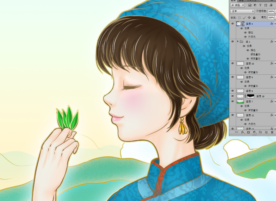 手繪采茶女