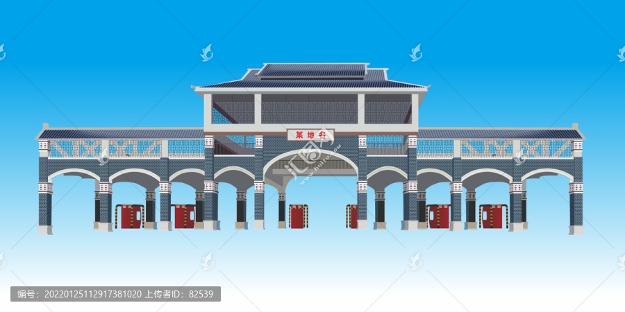 收費站建筑矢量畫