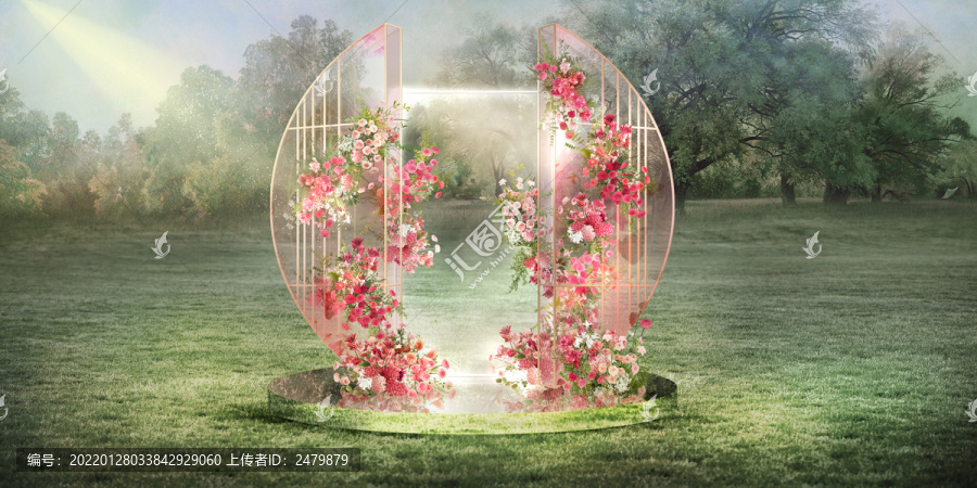 粉色戶(hù)外婚禮效果圖