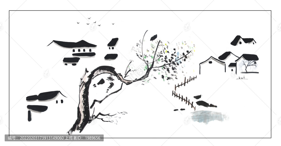 墨色春意江南水墨畫