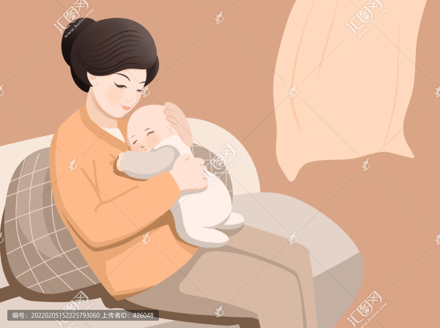 手繪插畫母嬰插畫