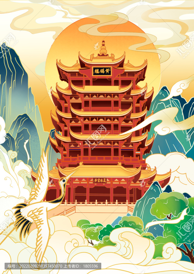 黃鶴樓插畫海報