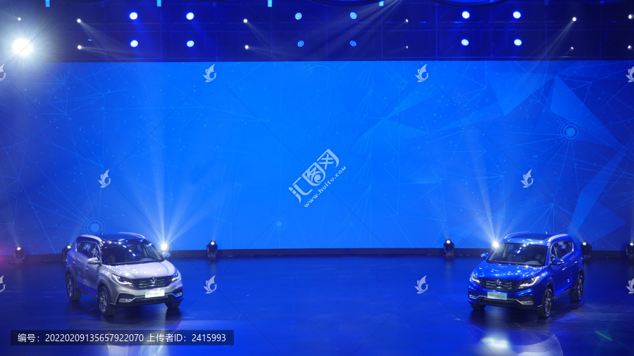 蓝色商业汽车舞台背景