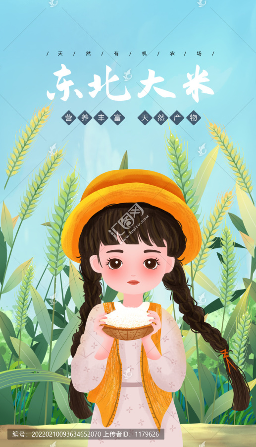 東北大米農(nóng)家女包裝插畫