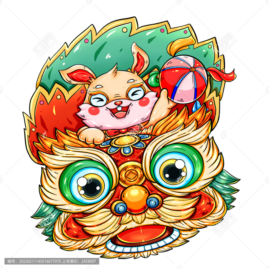 國潮舞獅兔元素