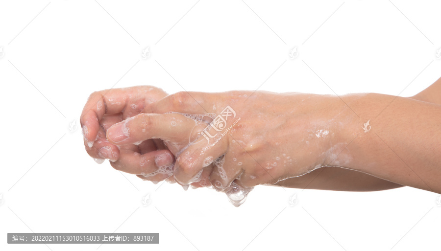 白背景前正确的洗手方法
