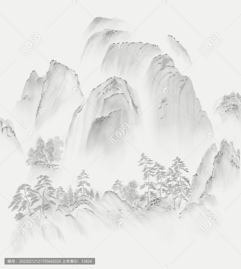 水墨山