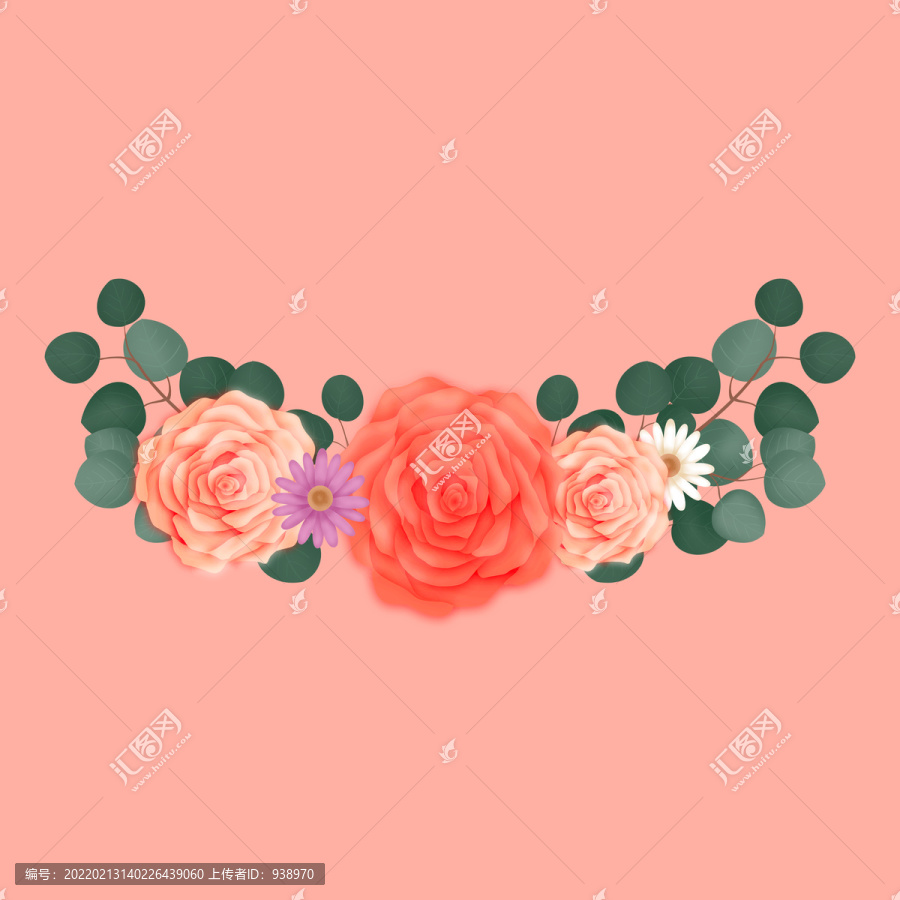 浪漫玫瑰情人戀人原創(chuàng)花環(huán)插畫(huà)