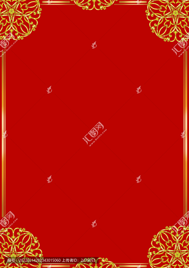 紅色賀卡背景矢量分層金色邊框