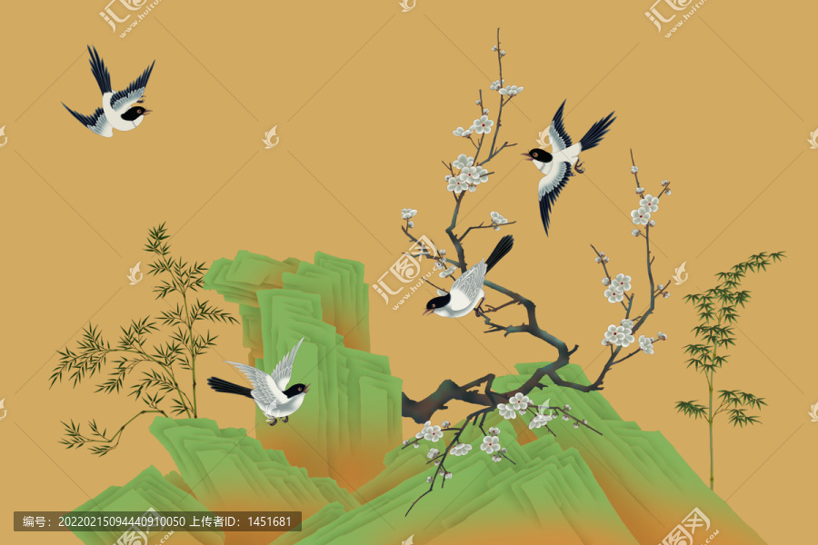 工筆花鳥畫四喜圖