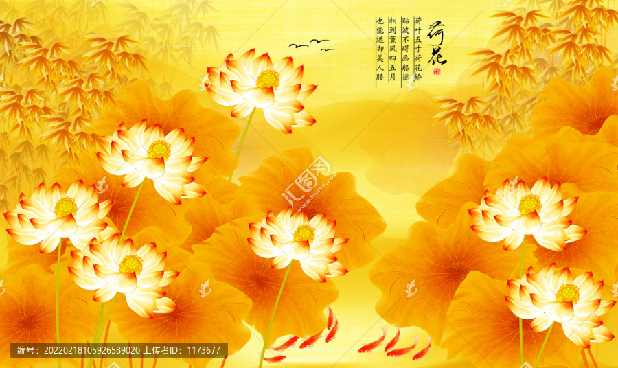 荷花九魚圖