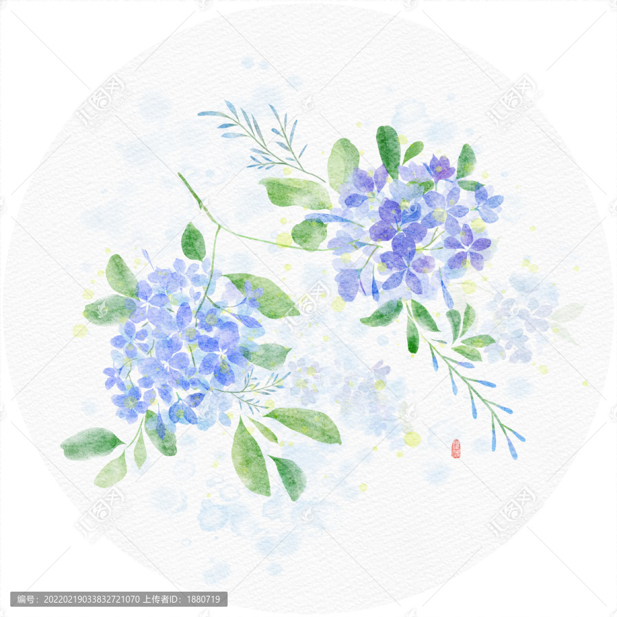 水彩藍雪花