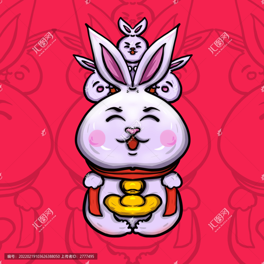 國潮兔子插畫