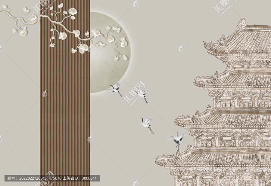 中式花鳥花格背景墻