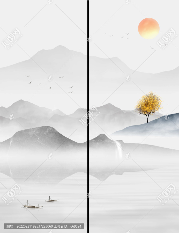 新中式水墨山水畫