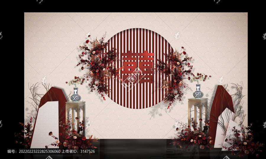 新中式婚禮效果圖迎賓區(qū)