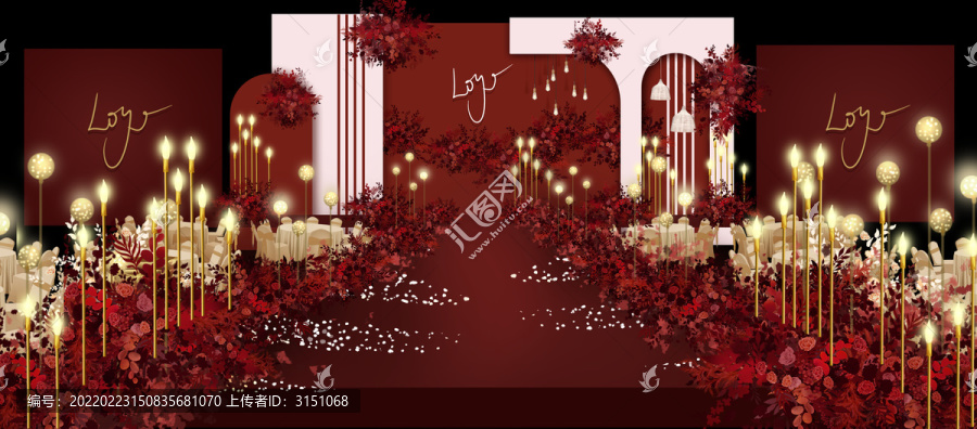 紅色復(fù)古婚禮效果圖