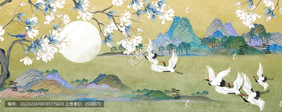 新中式國潮花鳥掛畫壁畫