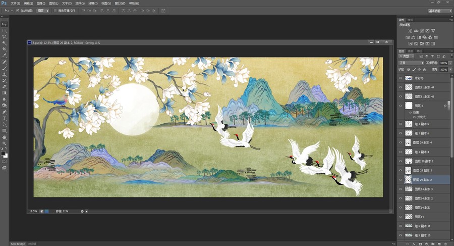新中式國潮花鳥掛畫壁畫