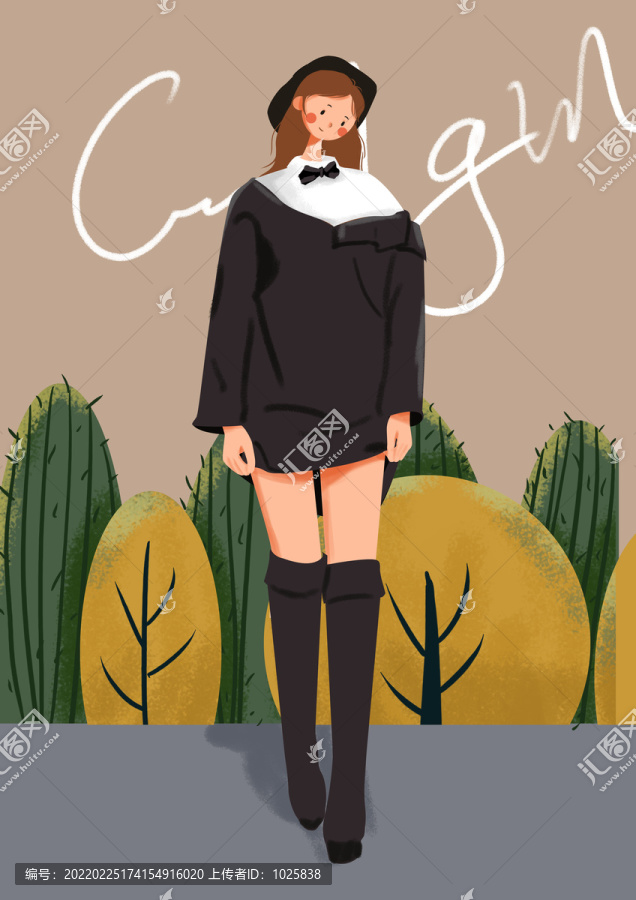 手繪插畫女孩
