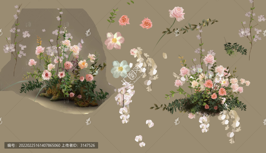粉色花藝婚禮素材