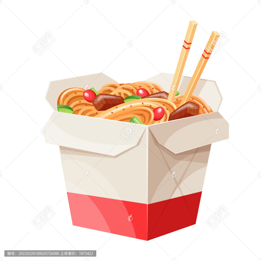 中式炒面外帶盒插圖