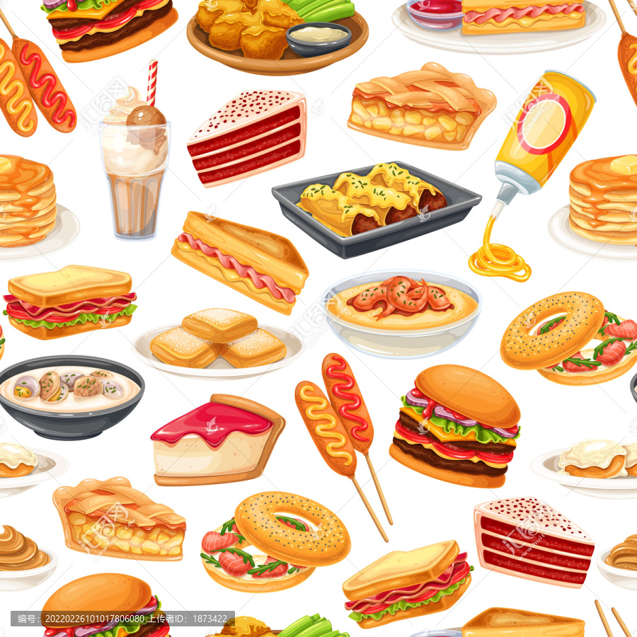 美式料理插圖背景